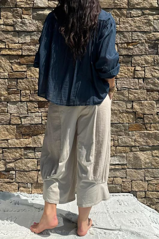 Shayle Indian Cotton Smock Shirt Navy